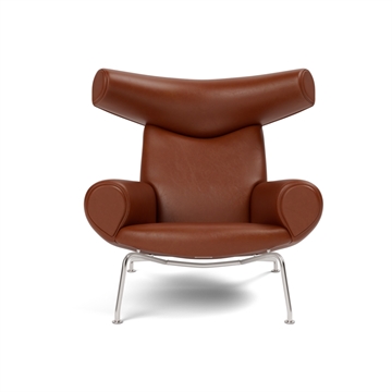 Fredericia Furniture Wegner Ox Chair 1000 Lænestol, Læder Cera 905, Russet Brown